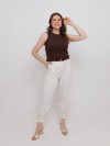 Blusa Regata Canelada 100% Algodão Helô Marrom Café