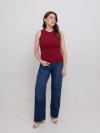 Blusa Regata Canelada 100% Algodão Helô Vinho