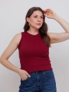 Blusa Regata Canelada 100% Algodão Helô Vinho
