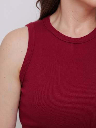 Blusa Regata Canelada 100% Algodão Helô Vinho