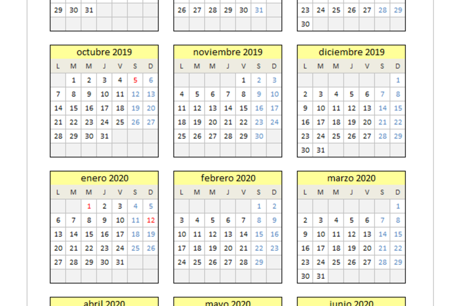 Calendarios 2019 Para Imprimir Minimalista