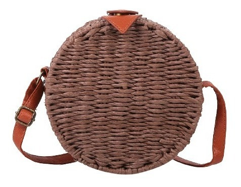 Bolsa Feminina Redonda Palha Tiracolo Cor:Palha
