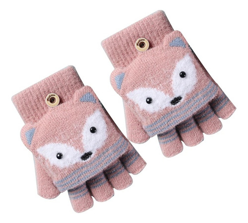 Luvas Luvinhas Sem Dedo Raposa Crianças 3-7 Anos Tamanho:UN;Cor:Cinza