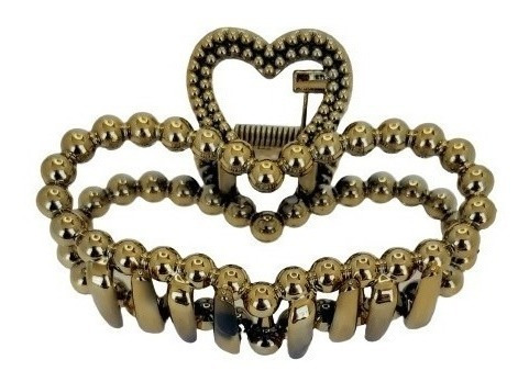 Kit 4x Prendedor Piranha  Coração Bolinha Plastico Abs Cor:Prateado