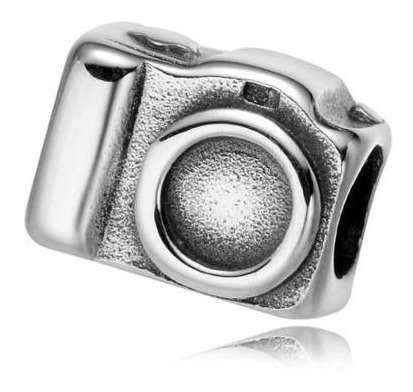 Berloque Camera Fotográfica Aço Inox Cirurgico Cor:Prateado