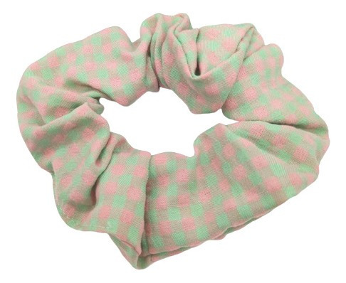 Kit 6x Scrunchies Frufru Xuxinha Elástico De Cabelo Xadrez Cor:Sortidas