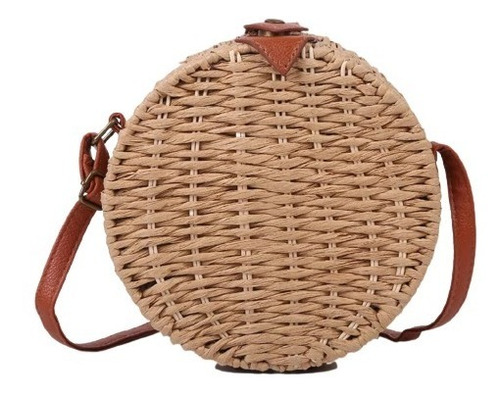 Bolsa Feminina Redonda Palha Tiracolo Cor:Palha