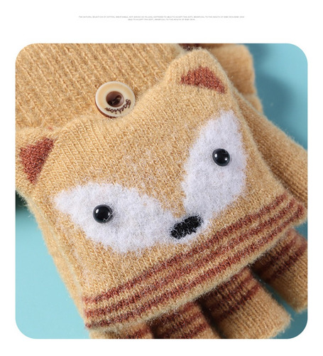 Luvas Luvinhas Sem Dedo Raposa Crianças 3-7 Anos Tamanho:UN;Cor:Cinza