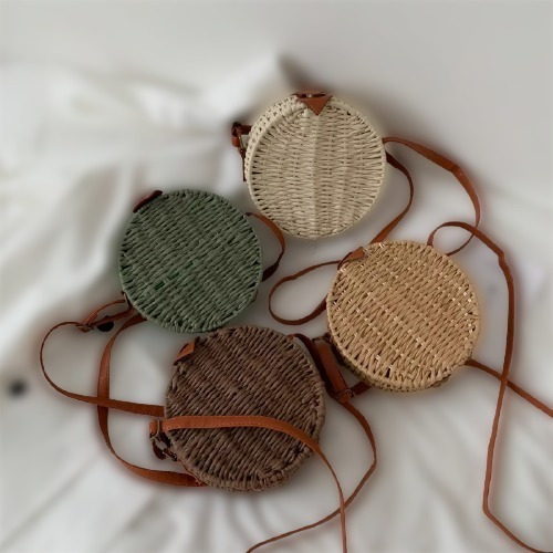 Bolsa Feminina Redonda Palha Tiracolo Cor:Palha