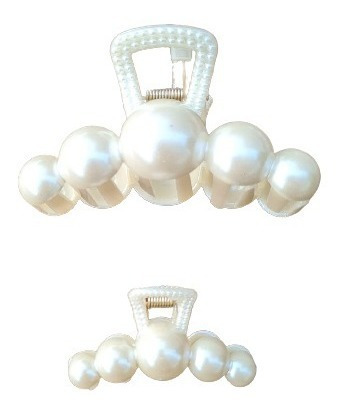 Kit 2x Prendedor De Cabelo Piranha Pérola Moda Cor:Pérola