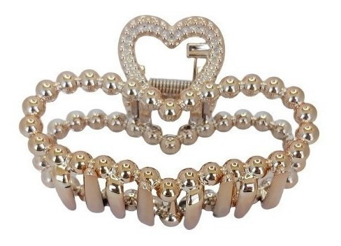 Kit 4x Prendedor Piranha  Coração Bolinha Plastico Abs Cor:Prateado