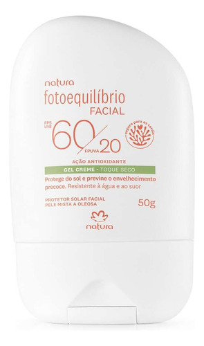 Natura Fotoequilibrio Protetor Solar Facial Fps 60 Toque Seco