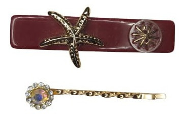 Kit Grampo Strass E Presilha Resina Aplicação Estrela Metal Cor:Rosa-claro