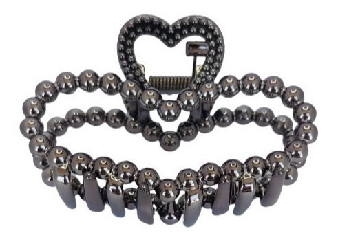 Kit 4x Prendedor Piranha  Coração Bolinha Plastico Abs Cor:Prateado