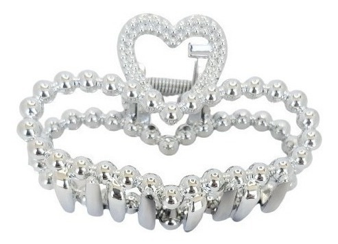 Kit 4x Prendedor Piranha  Coração Bolinha Plastico Abs Cor:Prateado