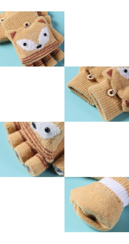 Luvas Luvinhas Sem Dedo Raposa Crianças 3-7 Anos Tamanho:UN;Cor:Cinza