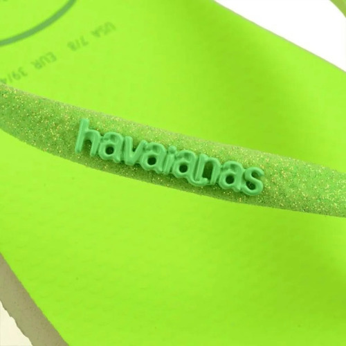 Chinelo Havaianas Slim Glitter Brilho Neon Tira Fina Origina Tamanho:33-34 BR;Cor:Verde