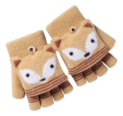 Luvas Luvinhas Sem Dedo Raposa Crianças 3-7 Anos Tamanho:UN;Cor:Cinza