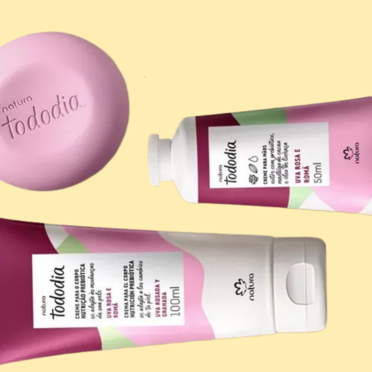 Natura Tododia Uva Rosa E Roma Kit Creme Maos Corpo Sabonete