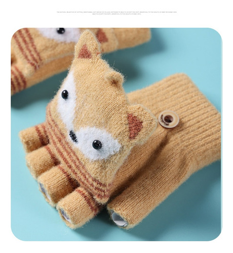 Luvas Luvinhas Sem Dedo Raposa Crianças 3-7 Anos Tamanho:UN;Cor:Cinza