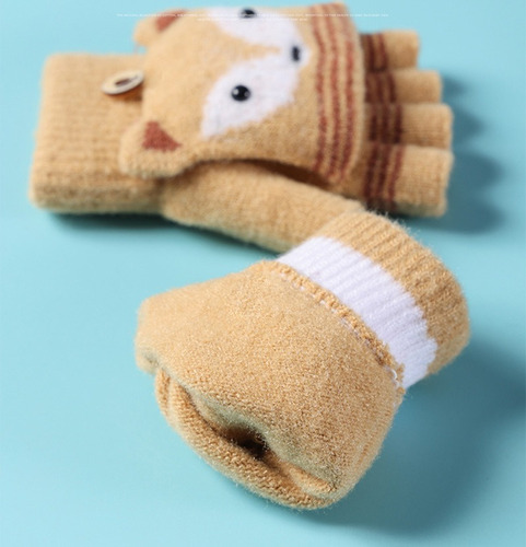 Luvas Luvinhas Sem Dedo Raposa Crianças 3-7 Anos Tamanho:UN;Cor:Cinza