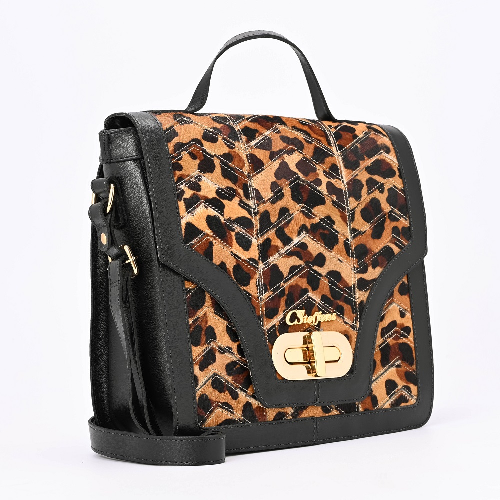 leopard print leather bolsa