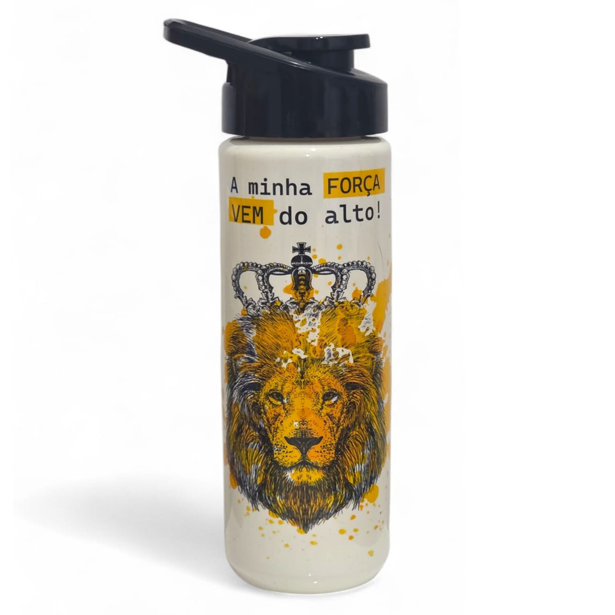 Garrafa Água Squeeze Leão de Judá Fé 700ml Academia Escolar