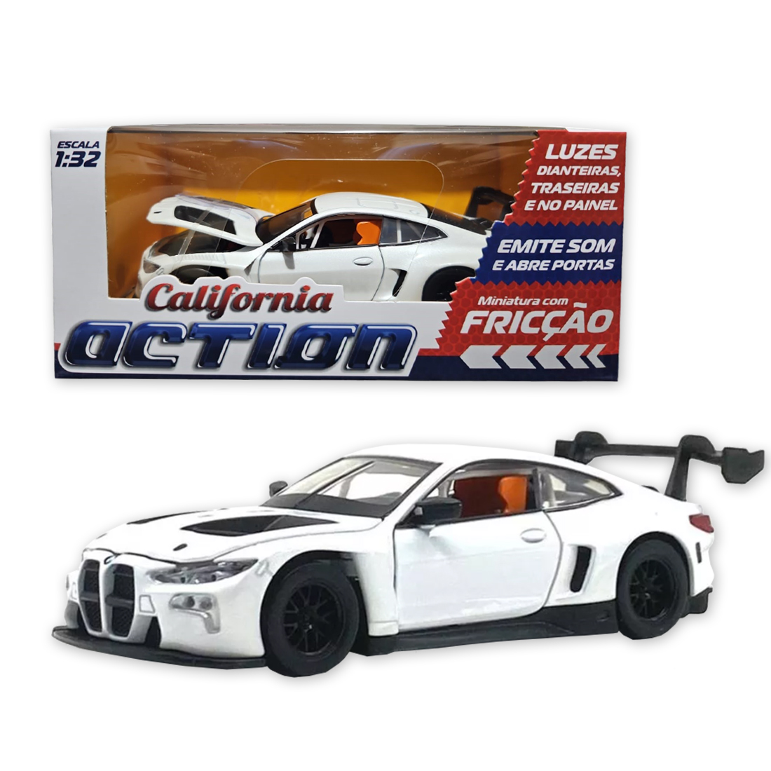 Carro Miniatura Metal BMW M4 GT3 1:32 Action c/ Som e Luz