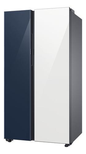 Heladera Samsung Side By Side Bespoke Auto Open Navy White Clean Navy White
