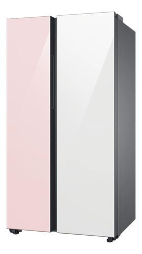 Heladera Samsung Side By Side Bespoke Auto Open Pink White Clean Pink White