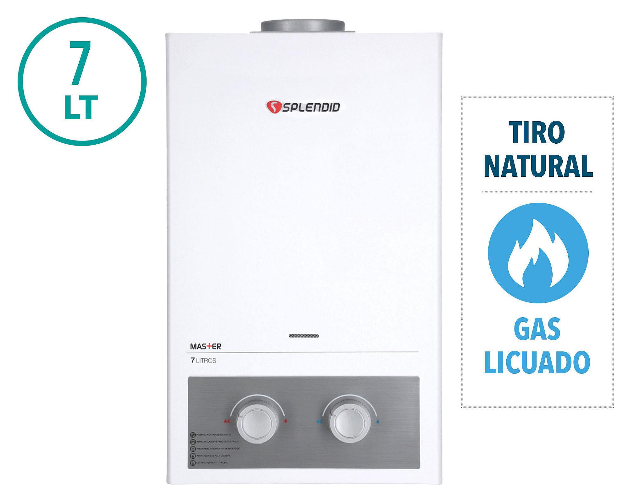 Calefont 7 Litros Tiro Natural Gas Licuado CO protect
