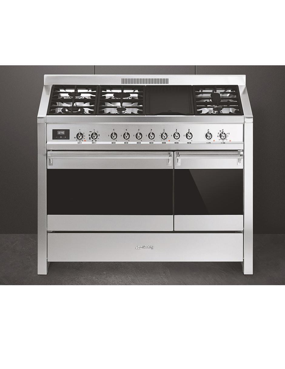 Estufa Smeg de 48" con termoventilado, acero inoxidable