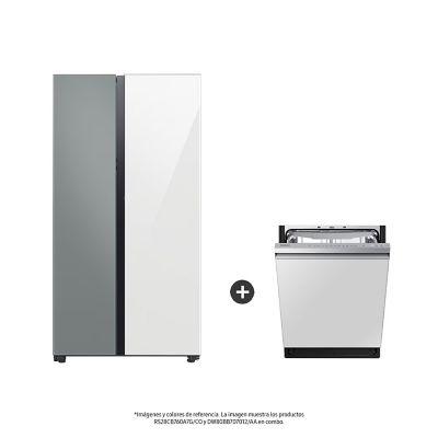 Combo Samsung Bespoke Nevecon Side by Side 793 lt + Lavaplatos 75 Piezas
