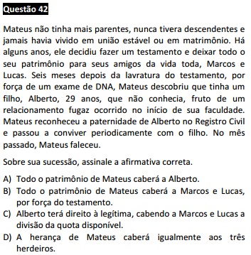 Questão passível de anulação XV Exame da OAB - Direito Civil