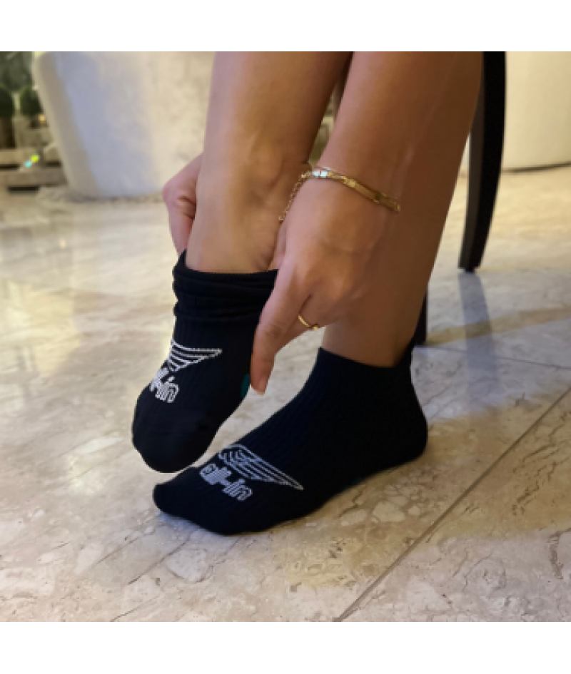 Meia All-in Emana Preta Invisível