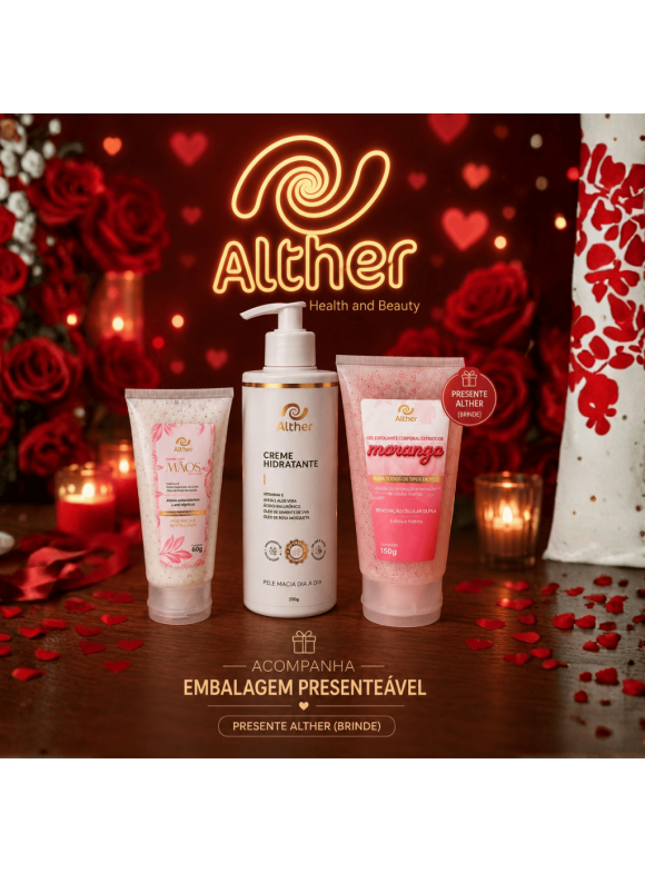 Kit Toque de Amor ALTHER | Hidratante Corporal + Creme para Mãos + Brinde