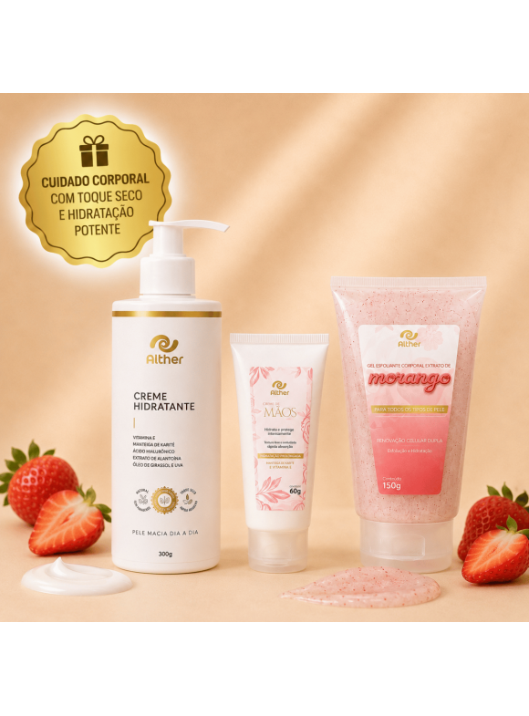 Kit Cuidado – Esfoliação, Hidratação e Mãos Macias ALTHER