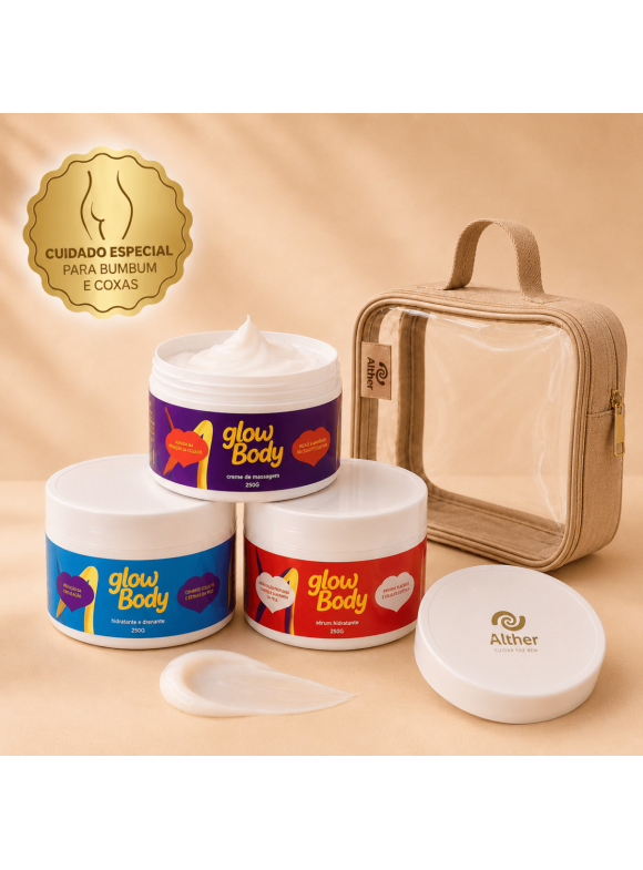Kit BumBum Glow Alther – Esfoliação, Hidratação, Pele Iluminada e Lisinha