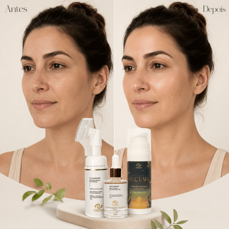Kit Skin Care Rejuvenescedor – Cleanser Mousse + Sérum Facial Rejuvenescimento+ Creme Facial Tucumã | Rotina Completa de Cuidados com a Pele ALTHER
