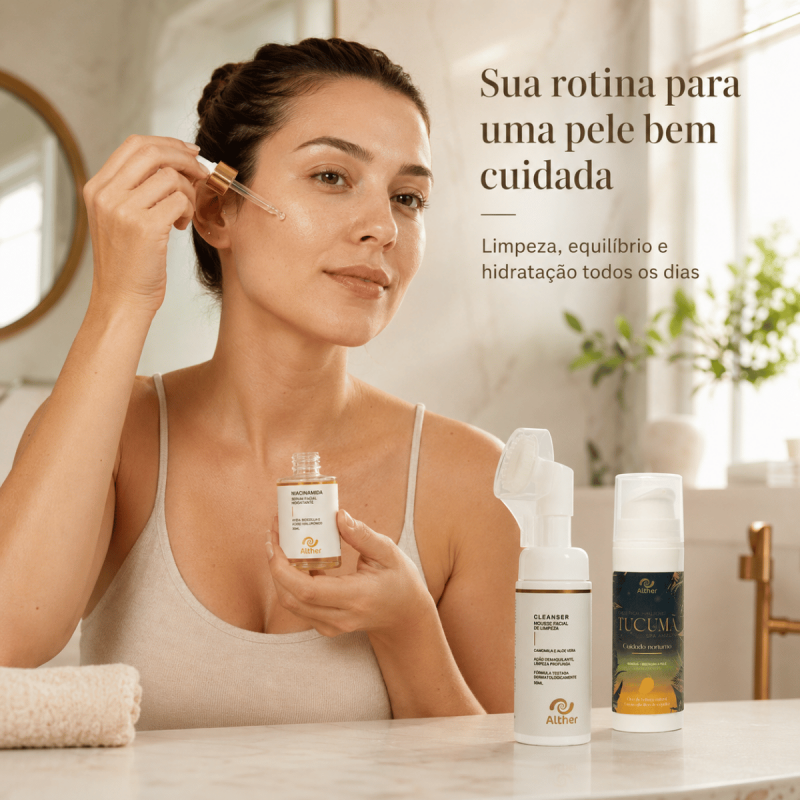 Kit Skin Care – Cleanser Mousse + Sérum Facial Niacinamida+ Creme Facial Tucumã | Rotina Completa de Cuidados com a Pele ALTHER