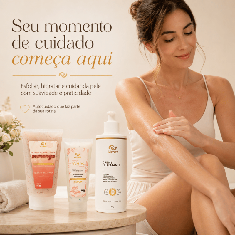 Kit Cuidado – Esfoliação, Hidratação e Mãos Macias ALTHER