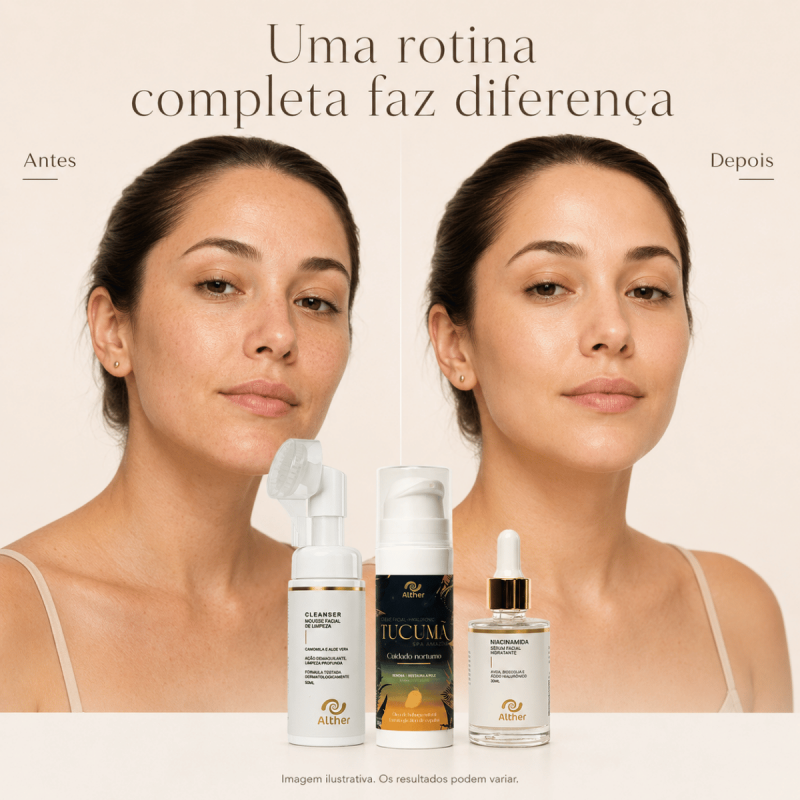 Kit Skin Care – Cleanser Mousse + Sérum Facial Niacinamida+ Creme Facial Tucumã | Rotina Completa de Cuidados com a Pele ALTHER