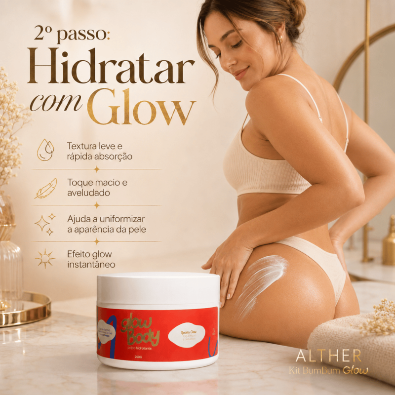 Kit BumBum Glow Alther – Esfoliação, Hidratação, Pele Iluminada e Lisinha