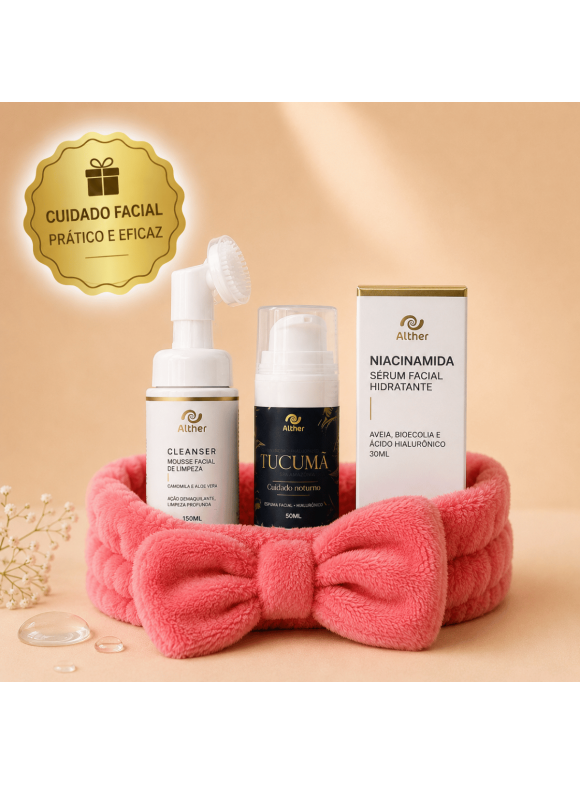 Kit Skin Care – Cleanser Mousse + Sérum Facial Niacinamida+ Creme Facial Tucumã | Rotina Completa de Cuidados com a Pele ALTHER
