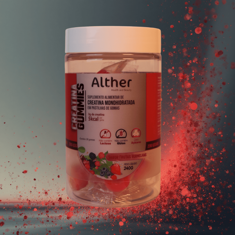 Creatina Gummies Alther Frutas Vermelhas – 3g por goma | 30 unidades