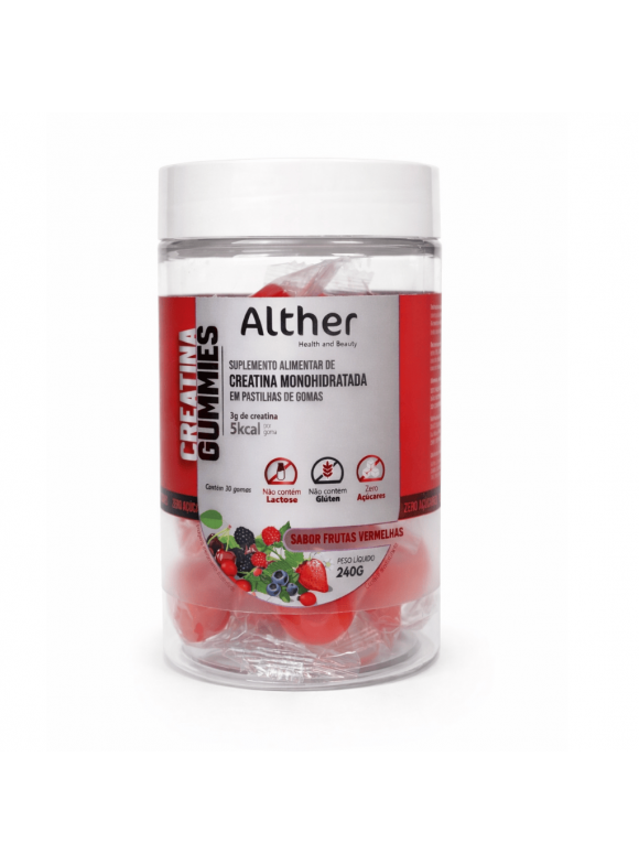 Creatina Gummies Alther Frutas Vermelhas – 3g por goma | 30 unidades
