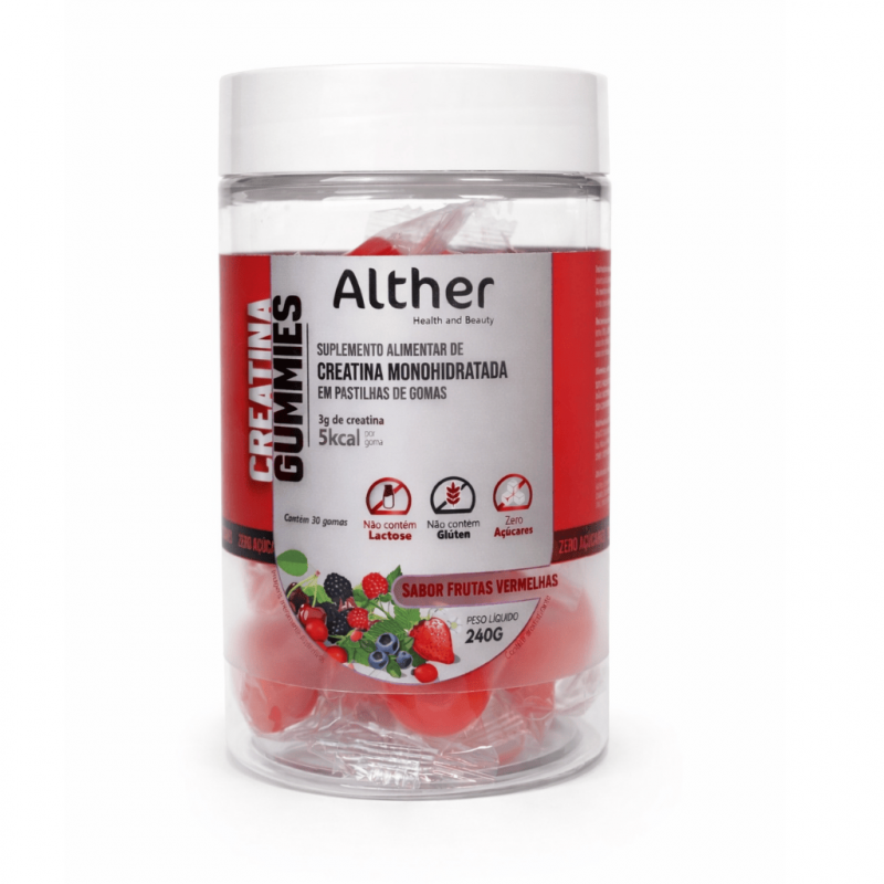 Creatina Gummies Alther Frutas Vermelhas – 3g por goma | 30 unidades
