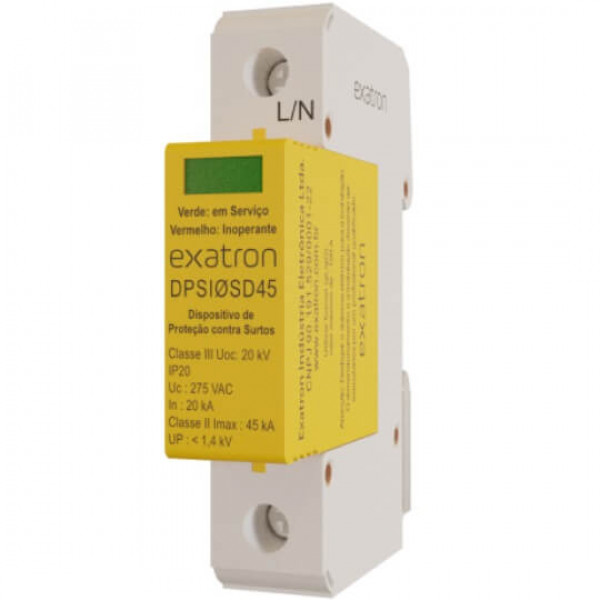 DISPOSITIVO CONTRA RAIOS E SURTOS 45KA - REF DDPSI00SD45-1P - EXATRON