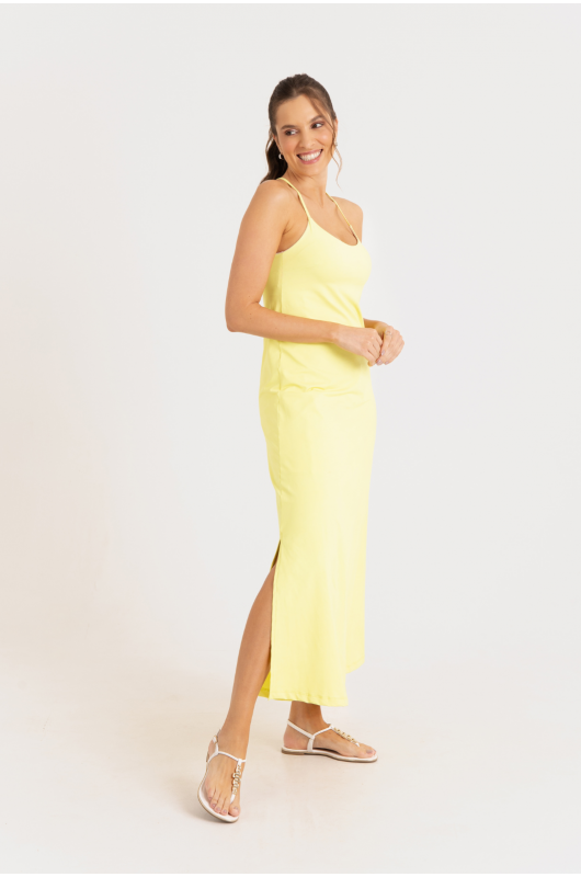Vestido Flow c/ Macaquinho Feminino Amarelo Lemon – 24271663 