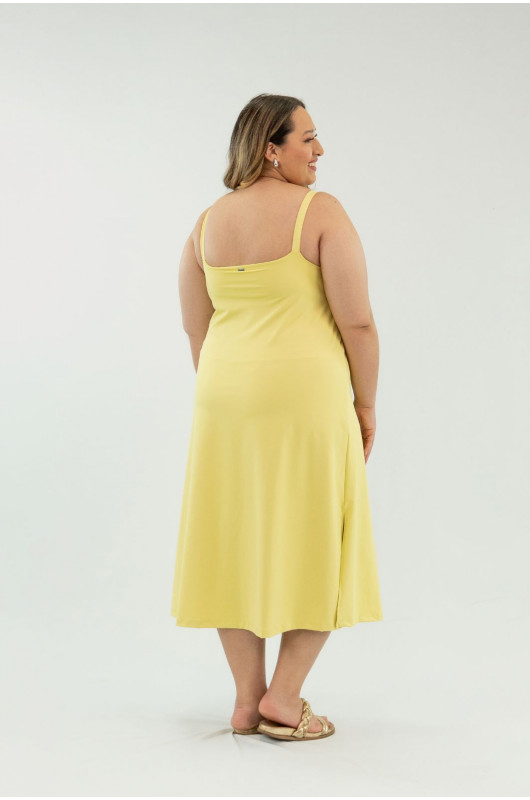 Vestido Flow c/ Macaquinho Feminino Amarelo Lemon - 24271871